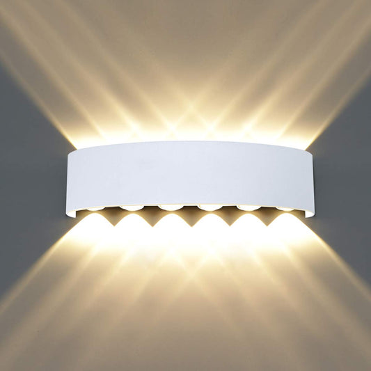 HAWEE Modern Waterproof Wall Lamp LED Wall Light Up Down Aluminum Wall Lighting Indoor Outdoor for Bathroom Stairs Porch Hallway Bedroom Corridor Living Room, 12W Warm White