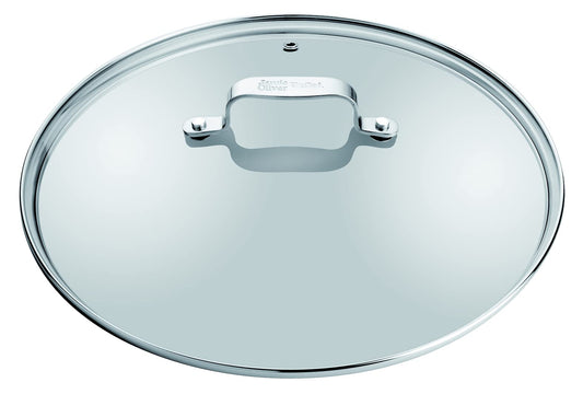 Jamie Oliver by Tefal pan and pot lid 28cm, glass lid with stainless steel rim, steam vent, overflow protection, dishwasher safe, exclusive Jamie Oliver engraving on the lid handle, B89987