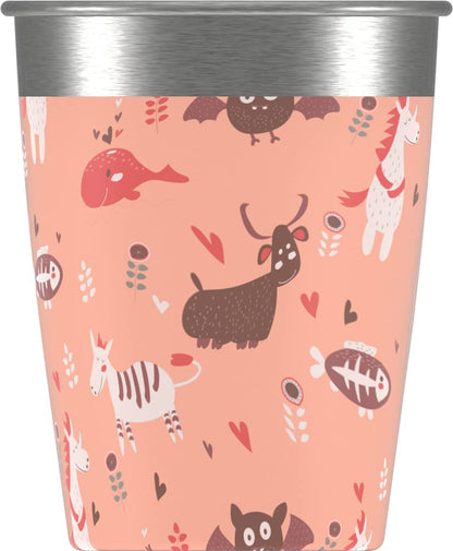 SIGG Children's Cup Set (4 x 0.35 L), drinking cups for kids in 4 colorful designs for boys and girls, practical stainless steel cups for home and on the go.