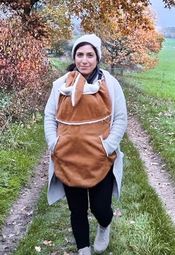 manduca by MaM® > Babywearing Cover Flex < warm & waterproof cover for baby carriers, easy to put on (Promenade Sherpa Brown Sugar)