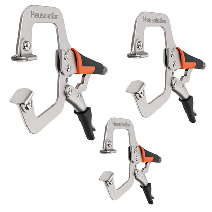 Housolution C-Clamp Set, 3 Pieces Non-Slip Quick Release Clamp Pliers Heavy Duty Vise C Clamp with Swivel Pads Swivel Screws for Cabinets Welding Fast Easy Assembly, Black