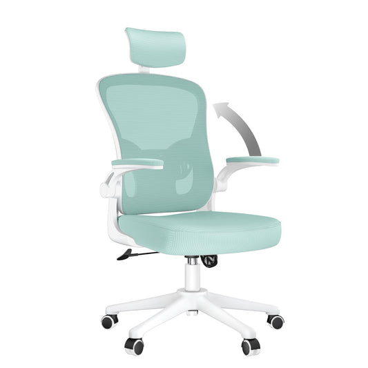 Rattan tree ergonomic office chair, desk chair with adjustable headrest, armrests, and lumbar support, height adjustment, swivel chair for office, green.
