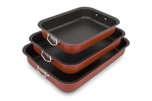 Space Home - Professional Non-Stick Baking Sheet Set - Casserole Dish - Large Casserole Dish - Lasagna Casserole Dish - Lasagna Pan - Baking Pans - Cake Pan - 3-Piece Set - Double Non-Stick Coating