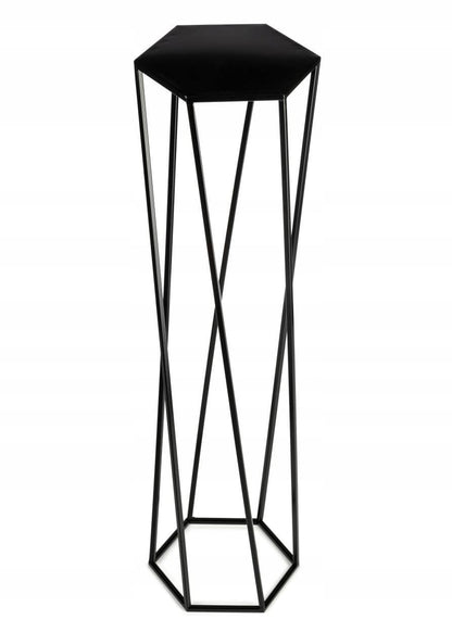 HowHomely Black Metal Flower Stand 100 cm Tall - Sturdy Hexagonal Flower Pot Stand - Loft-style Plant Stand for Indoor Decoration.
