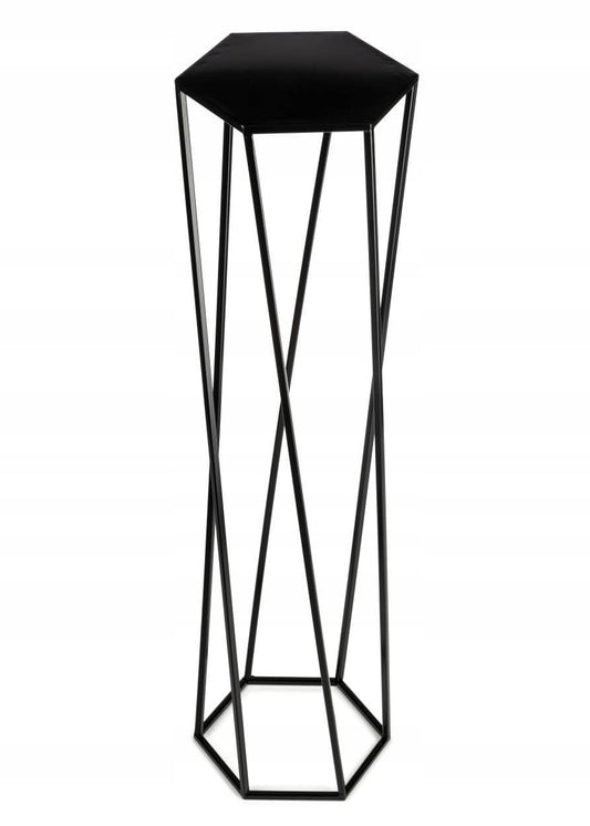 HowHomely Black Metal Flower Stand 100 cm Tall - Sturdy Hexagonal Flower Pot Stand - Loft-style Plant Stand for Indoor Decoration.