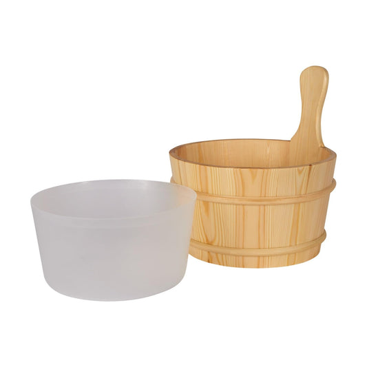 SUNNYDEALS classic sauna accessory set | Sauna set of 3 pieces made of natural wood | Sauna bucket & plastic insert 4l | Sauna ladle