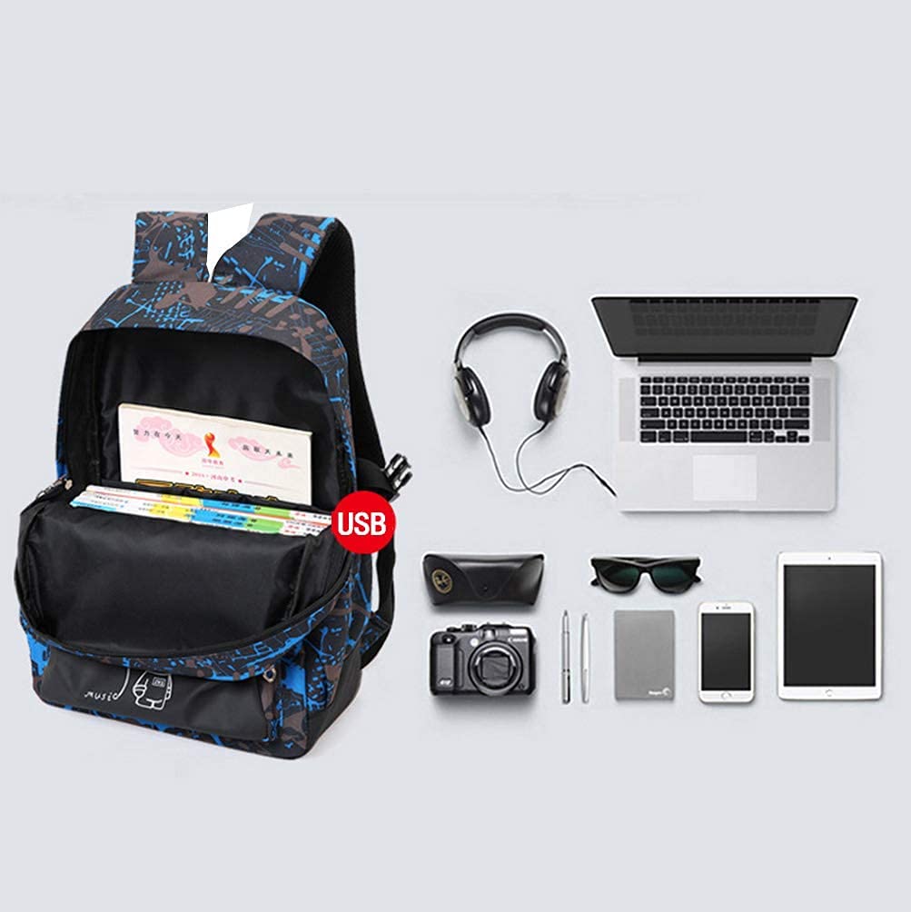 Asge school backpack for boys and girls - Waterproof backpack for teenagers, reflective, large, for school and outdoor camping, including shoulder bags set.