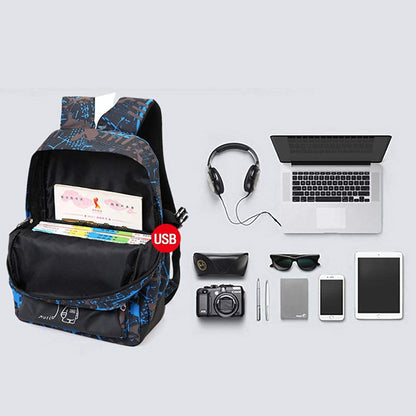 Asge school backpack for boys and girls - Waterproof backpack for teenagers, reflective, large, for school and outdoor camping, including shoulder bags set.