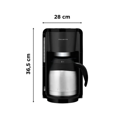 Rowenta Filter coffee machine Adagio, stainless steel thermos jug, keeps coffee warm for up to 4 hours, brews 10-15 cups, capacity 1.25 L, removable filter holder, automatic shut-off, Black, CT3818