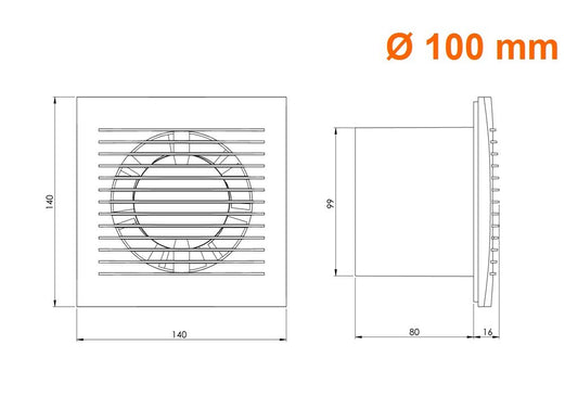 Steinberg14 bathroom fan Ø 100mm with overrun timer - anthracite ventilator - 2 years product guarantee.