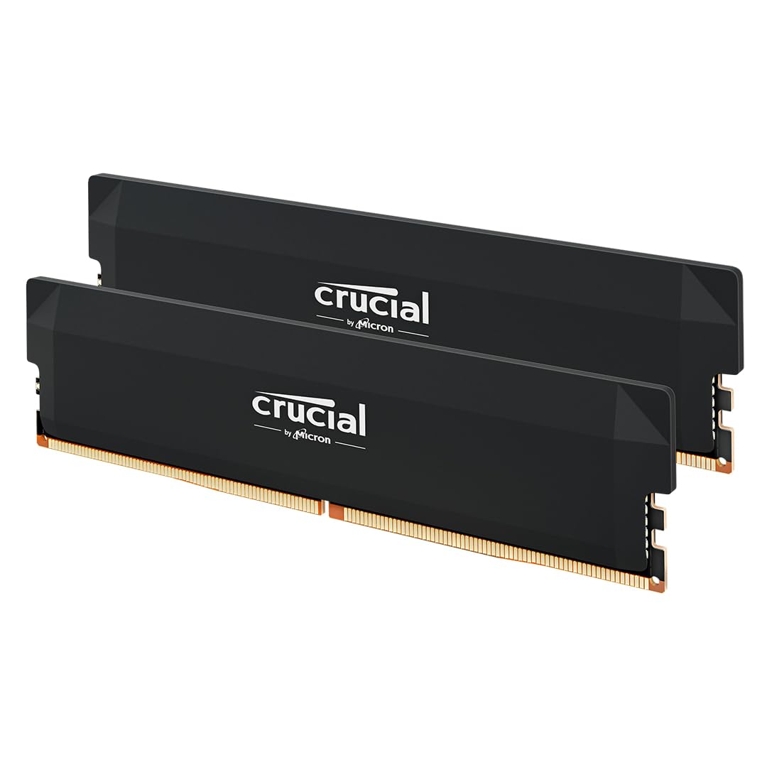 Crucial Pro DDR5 RAM 32GB Kit (2x16GB) 6000MHz CL36, Overclocking Gaming, Intel XMP 3.0 / AMD Expo, PC Computer Memory, Black - CP2K16G60C36U5B