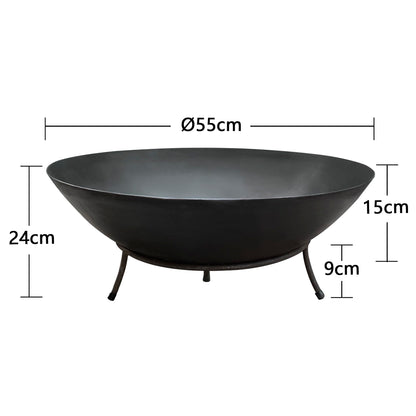 Köhko fire bowl Marbela-XL approx. 55x55x23 cm made of steel with 3 feet for barbecue evening garden fire BBQ camping wonderful evening at the beach garden yard terrace grill evening