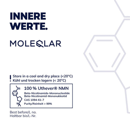 MoleQlar NMN - high-purity Nicotinamide Mononucleotide Powder by Uthever - over 99% certified purity - lab-tested in Germany (120g)