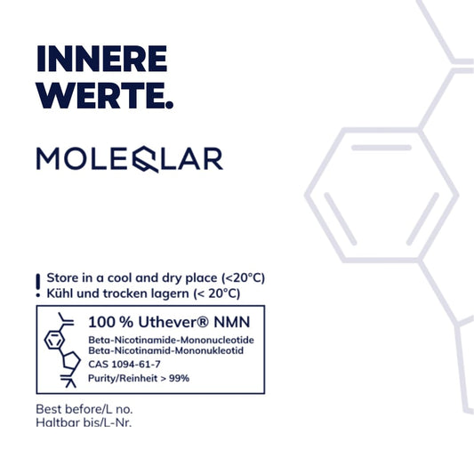 MoleQlar NMN - high-purity Nicotinamide Mononucleotide Powder by Uthever - over 99% certified purity - lab-tested in Germany (120g)