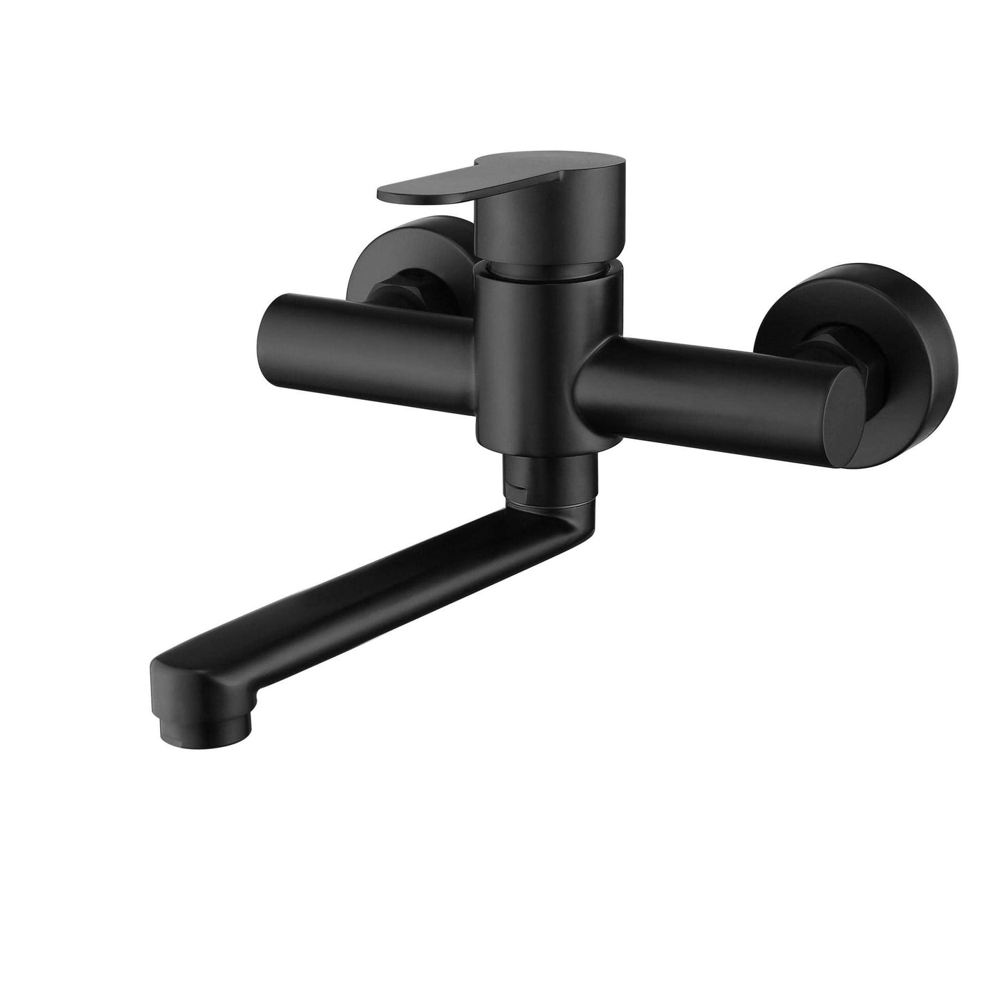 HomeLava 360° Rotatable Kitchen Faucet Wall Mount Mixer Tap One Handle 304 Stainless Steel Black with 180mm Spout.