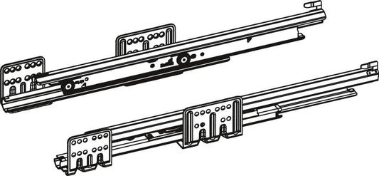 Hettich 9240931 ArciTech full extension slides Actro Silent 19mm NL 500mm 40kg left/right Push to Open, Load Capacity 450mm, Silver, Load: 40 kg