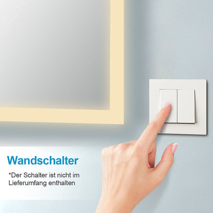 HeilMeta bathroom mirror with LED lighting 80x60cm, bathroom mirror 3000K warm white light, wall mirror with lighting, vertical/horizontal installation.