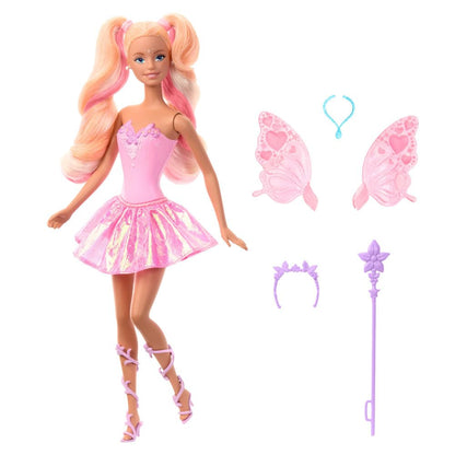 Mattel Barbie Fairy Doll with toy magic wand and fashion accessories, fantasy theme with color-changing wings and outfit, JCP76, [Multicolor]