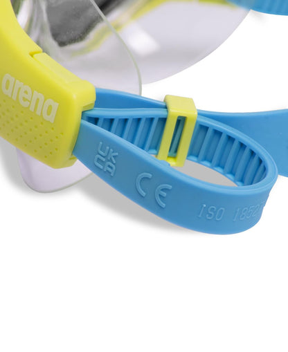 ARENA Kids Swimming Goggles "The One Mirror" for ages 6-12, large fit, polycarbonate lens, silver/soft green/blue, Cosmo