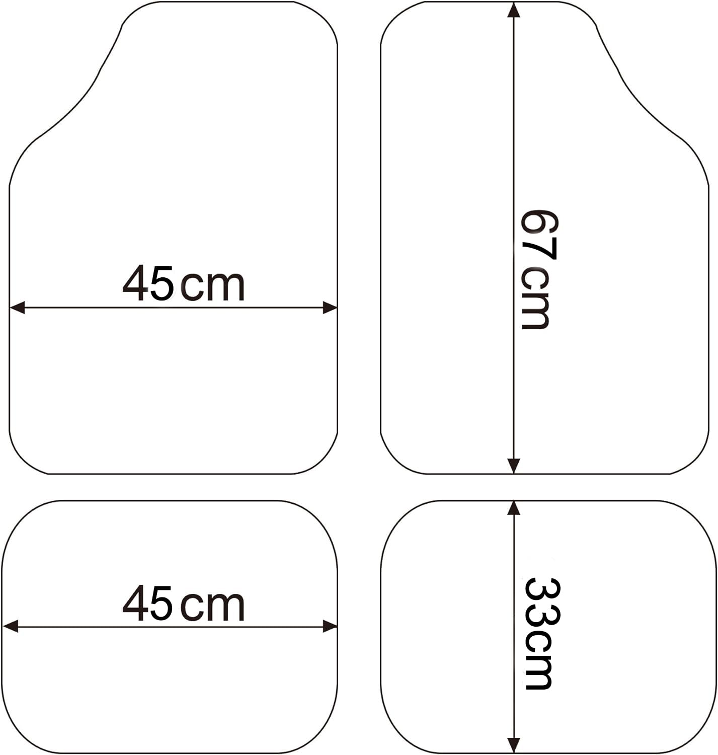 WOLTU car floor mat set with 4 mats, universal all-weather mats with embroidery. Car carpet against water, non-slip heel protectors made of carpet material. Black Blue.