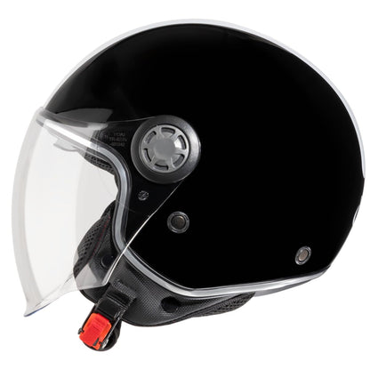 VINZ Parchi Jet Helmet with Dual Visor | Scooter Helmet Fashion Helmet with Stripes | Available in sizes XS-XXL | Jet helmet with sun visor | ECE 22.06 Certified | Motorcycle Helmet with Visor - Black