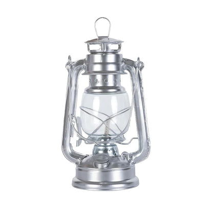 Outdoor kerosene lamp, retro storm lantern, suitable for indoor use, home, garden, camping, 25cm (silver)