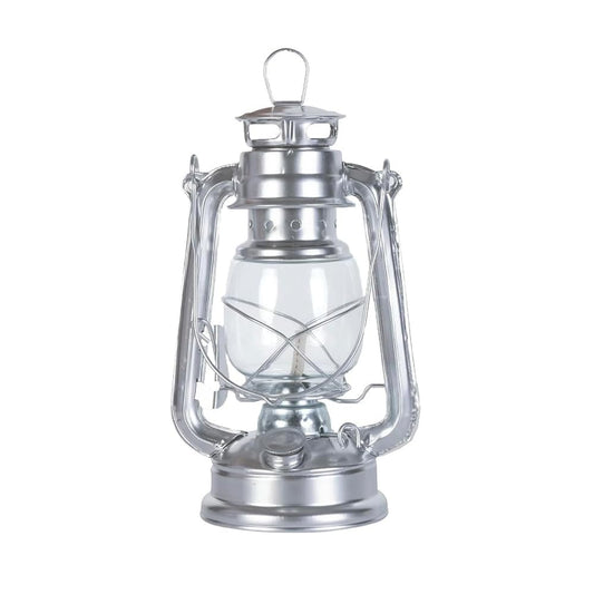 Outdoor kerosene lamp, retro storm lantern, suitable for indoor use, home, garden, camping, 25cm (silver)