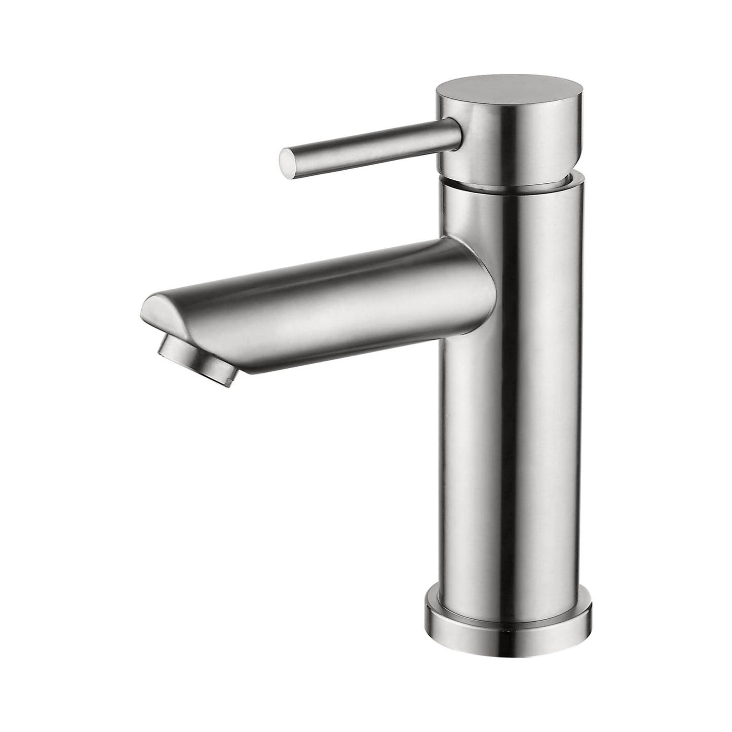 Ibergrif bathroom faucet, stainless steel single lever mixer tap for hot and cold water, drip-free and water-saving, 98mm spout height, grey bathroom fixture M11103.