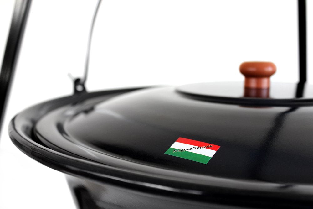 GRILLPLANET® Hungarian tripod 1.80m and original 30 L goulash kettle with lid/goulash pot kettle enameled for open fire