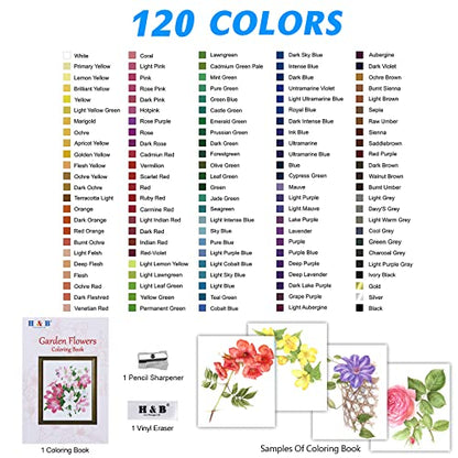 H & B 120 Colored Pencils Set Art Supplies Drawing Kit for Adults Coloring and Children Painting Sketchbook with Case