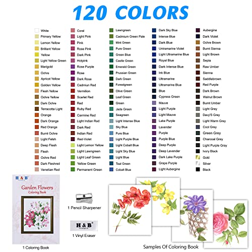 H & B 120 Colored Pencils Set Art Supplies Drawing Kit for Adults Coloring and Children Painting Sketchbook with Case