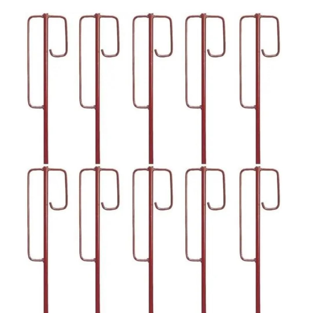 KRUSE 10 lantern brackets with safety bow - 125 cm Ø 12 mm - Barrier rope holder Berlin model, forged tip - red dip-coated