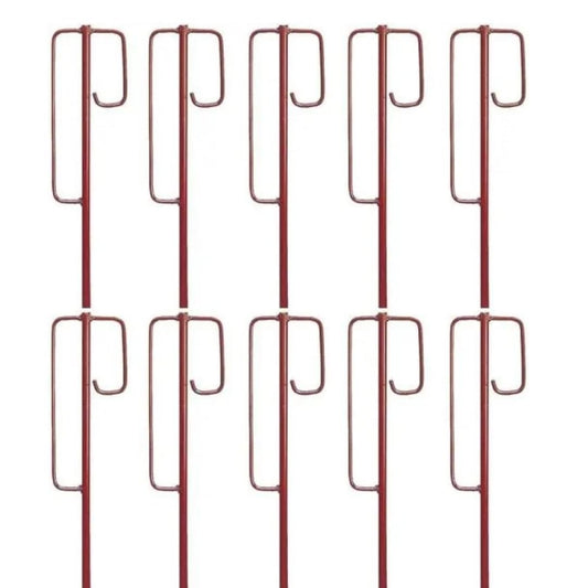 KRUSE 10 lantern brackets with safety bow - 125 cm Ø 12 mm - Barrier rope holder Berlin model, forged tip - red dip-coated