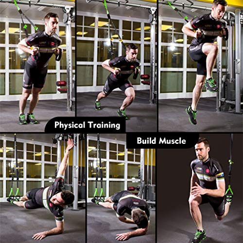 RHINOSPORT Suspension Trainer Sling Trainer Full Body Workout, Home Suspension Trainer, Strength Training & Home Workout, Bodyweight Resistance Fitness Home Gym Equipment for Indoor Outdoor Use (Bright Orange)