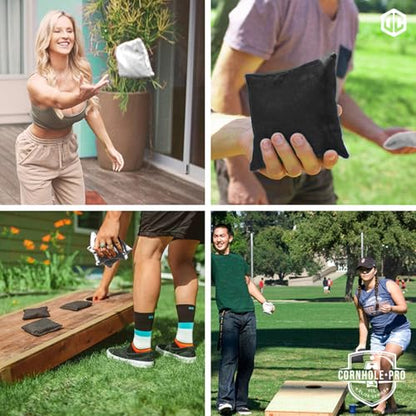 Official Cornhole Bags | 4 Black and 4 White Bags | Official Sizes | Premium Quality | 100% Cotton | Waterproof | American Game | Outdoor Game | Friends & Family | OriginalCup®