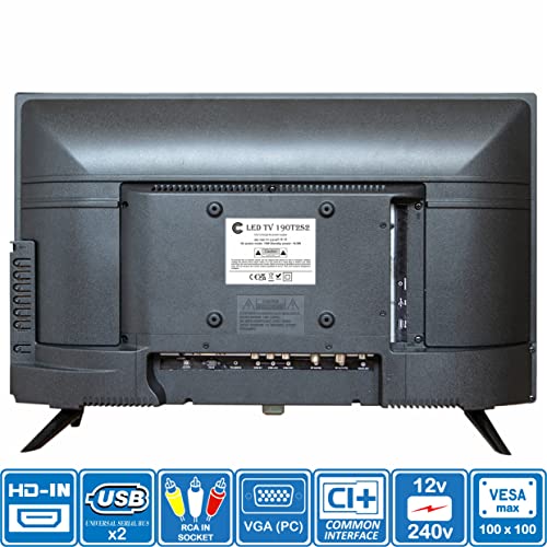 Unispectra® 19-inch HD LED TV Small 230v (Volt) 12v DVBT2 and SAT receiver, USB media player, HDMI. 12V TV for motorhomes, caravans, camping, campers, trucks, boats, kitchen.