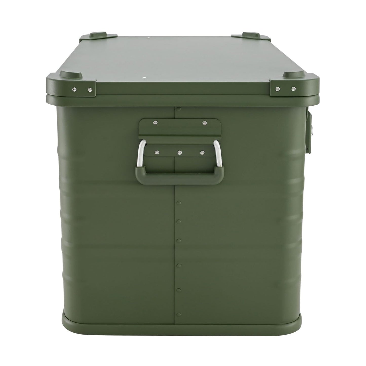 Aluminum box lockable E78G OLIVE GREEN - Premium storage box 78 liters - Material thickness 1mm - Lid with aluminum die-cast stacking corners and rubber seal - including locks - painted