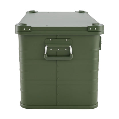 Aluminum box lockable E78G OLIVE GREEN - Premium storage box 78 liters - Material thickness 1mm - Lid with aluminum die-cast stacking corners and rubber seal - including locks - painted