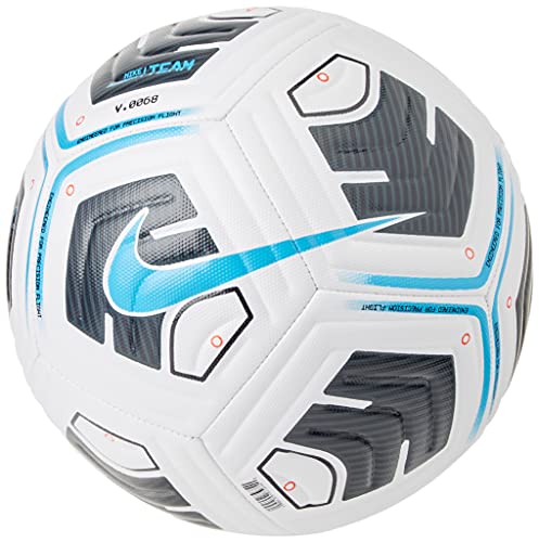 Nike CU8047 Unisex Adult Academy-Team Soccer Ball, White/Black/Lt Blue Fury, size 5 & Derbystar Brillant Ball Multicolor size 5