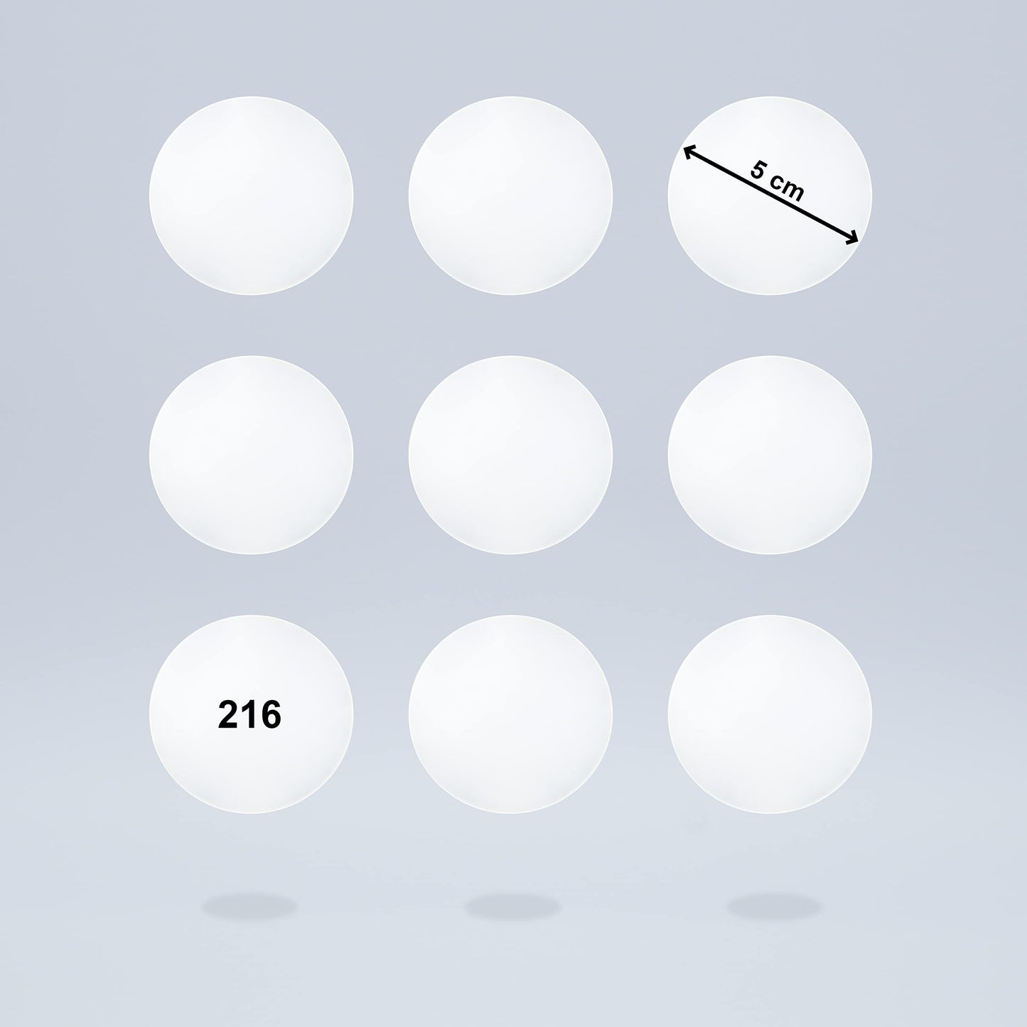 KROPP Self-Adhesive Diffuser Films for LED Lamps, 5 cm Circle Cut, Milk Glass Film for a beautiful appearance and light diffusion, Filter set with 9 pieces