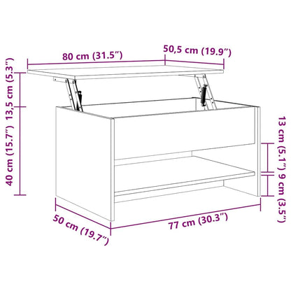 vidaXL Adjustable Height Coffee Table Side Table Living Room Table with Storage Black 80x50x40cm Wood Material
