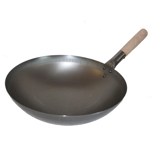 AAF Nommel ® Wok approx. 38 cm Ø round base for gas, induction hobs, professional carbon steel wok pan