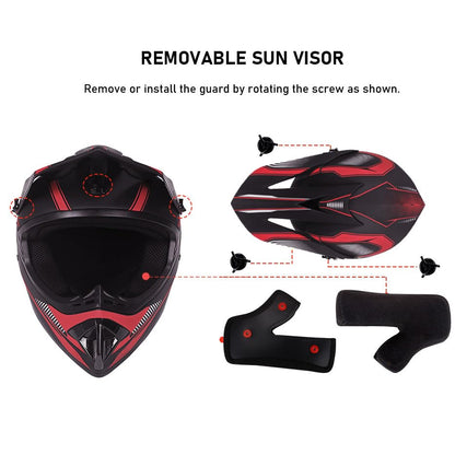 Youth motorcycle helmets, kids bike riding helmets, boy and girl scooter ski ATV helmet, DOT/ECE certified, suitable for all seasons, 3, S