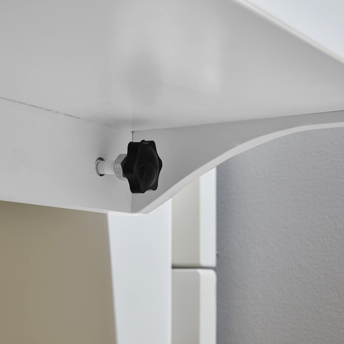 SoBuy clamp shelf for the bed with cable management - Bamboo nightstand for books, smartphones & glasses, 36x25x9cm White NKD01-W