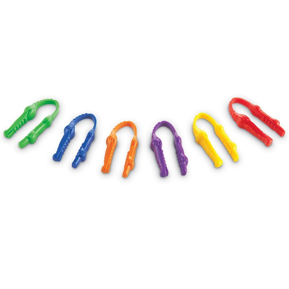 Learning Resources Crocodile Gripping Tweezers, Ages 2-6, fine motor learning toy, promotes pincer grip & hand-eye coordination, set of 12 in storage box