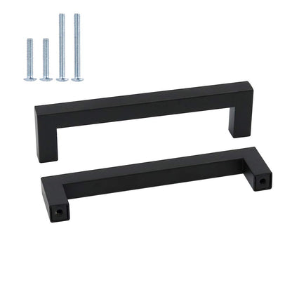 goldenwarm 25pcs Furniture Handles Stainless Steel Bar Handle Pulls Black 128mm Hole Center Kitchen Drawer Pulls Cabinet Handles Square Handle