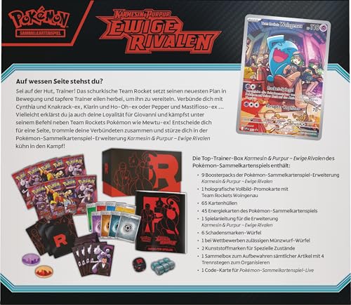 Pokémon Trading Card Game: Top Trainer Box Crimson & Purple - Eternal Rivals (1 full-art promo card, 9 booster packs, and premium accessories)