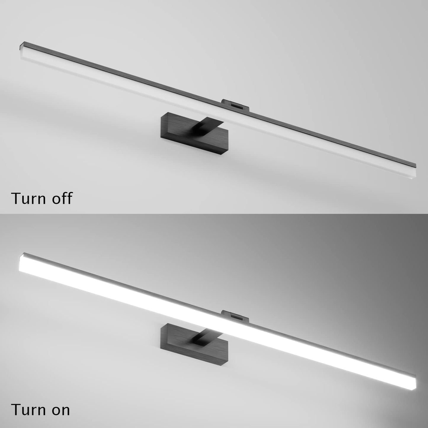 Klighten LED mirror light bathroom lamp 100CM, black mirror lighting lamp 28W 1560LM bathroom mirror lamp, 180° rotation, cool white 6000K, IP44 waterproof LED makeup light