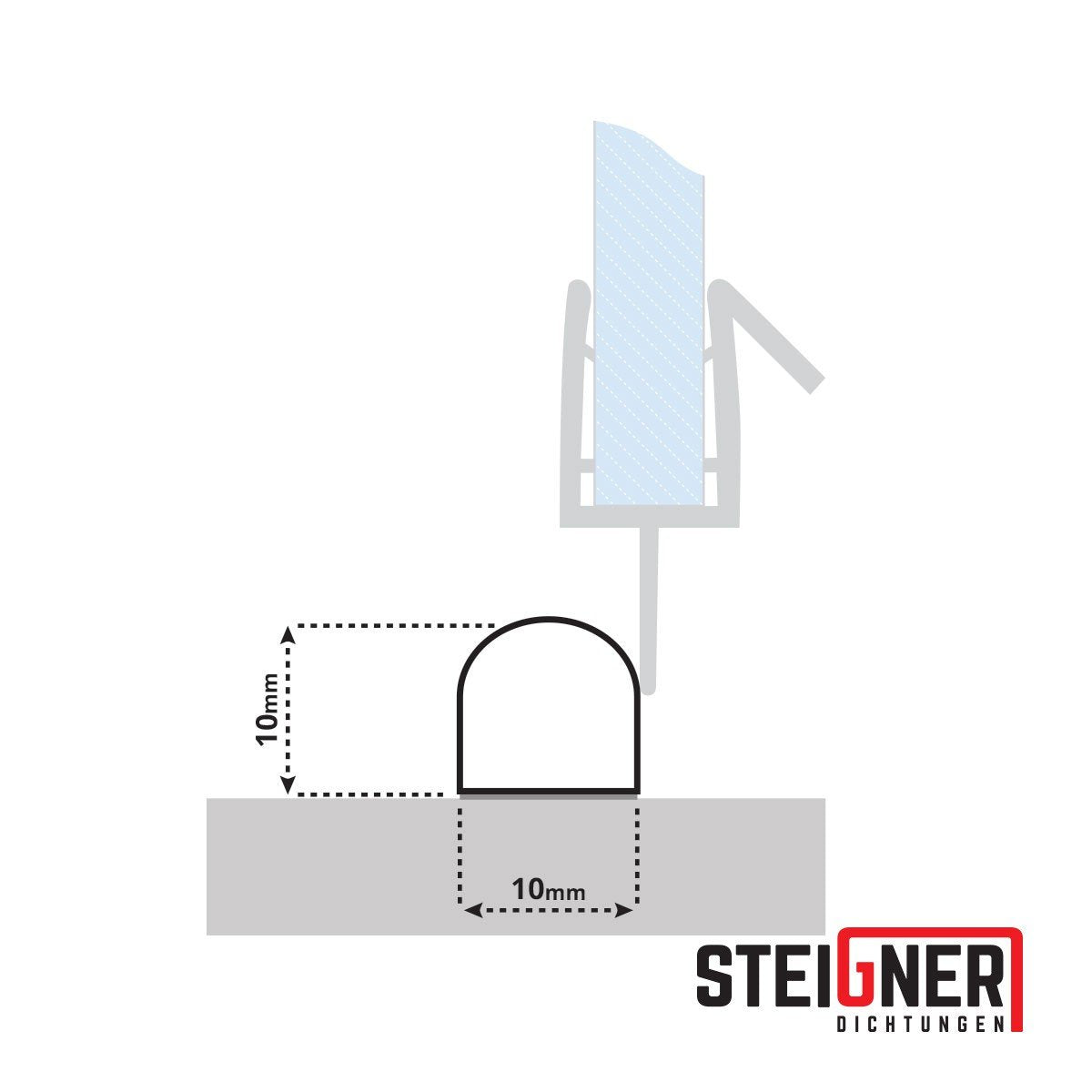 STEIGNER 100cm splash protection acrylic half round bar - SDD03 height 10mm - splash guard profile half round profile splash guard profile shower water deflector bathtub enclosure plastic profiles half round
