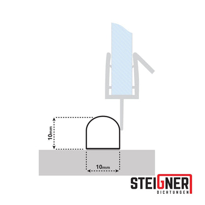 STEIGNER 100cm splash protection acrylic half round bar - SDD03 height 10mm - splash guard profile half round profile splash guard profile shower water deflector bathtub enclosure plastic profiles half round